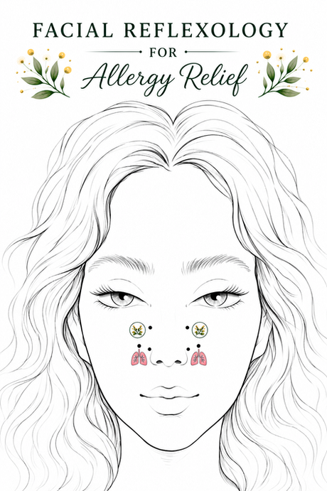 Facial reflexology map showing points used in a gentle skin-balance routine.