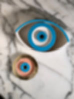 Thumbnail: EVIL EYE Coaster Set of 4, Hand Painted Cement & Resin Home Decor Barware
