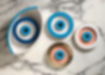 Thumbnail: EVIL EYE Coaster Set of 4, Hand Painted Cement & Resin Home Decor Barware