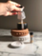 Thumbnail: Handmade Designer Candle Snuffer, White Cement Coaster, Wax Seal