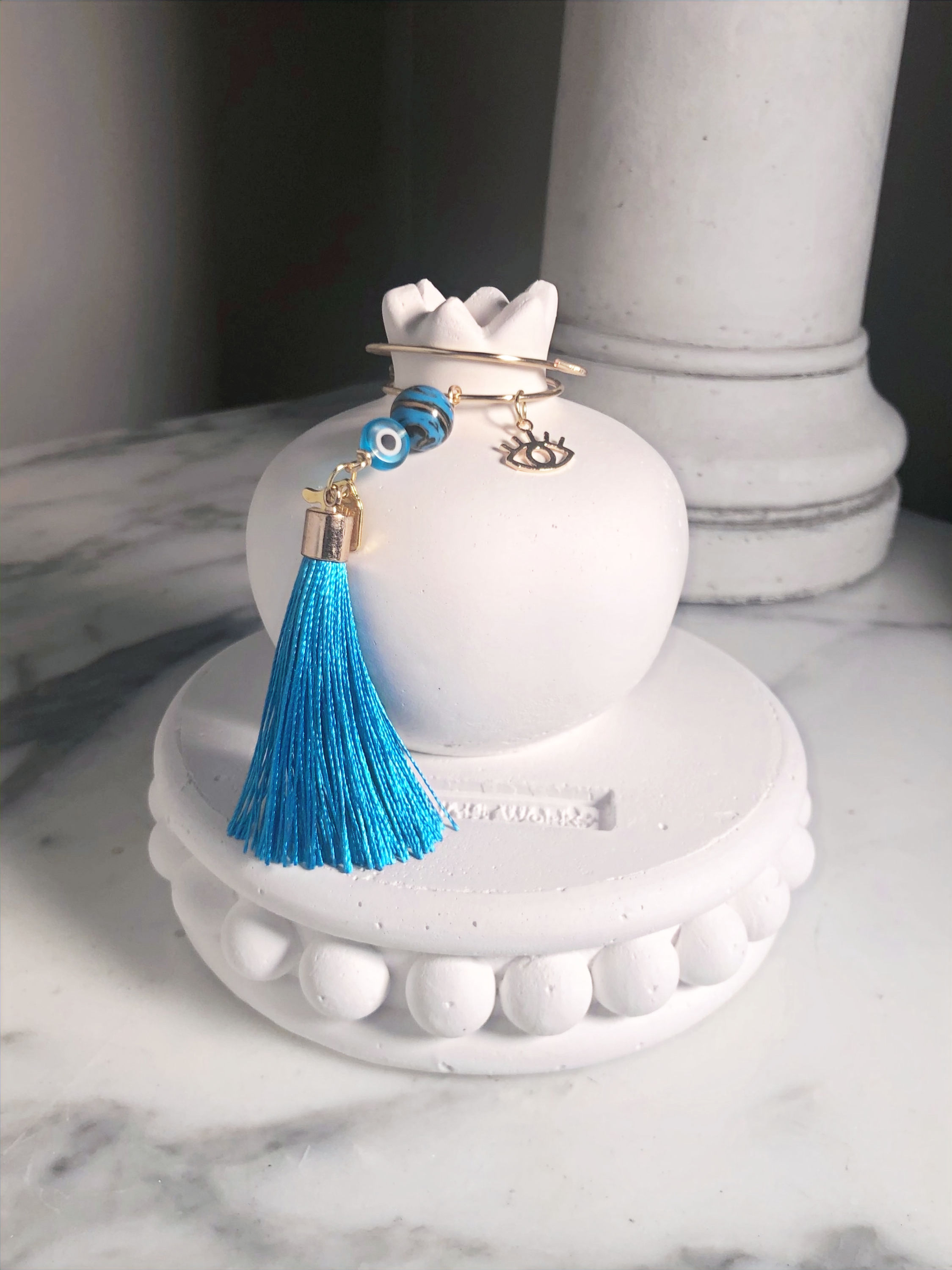 ‘RODI’ Pomegranate Decor - Petite Ornate/Smooth - Peacock Blue, Evil Eye Charm