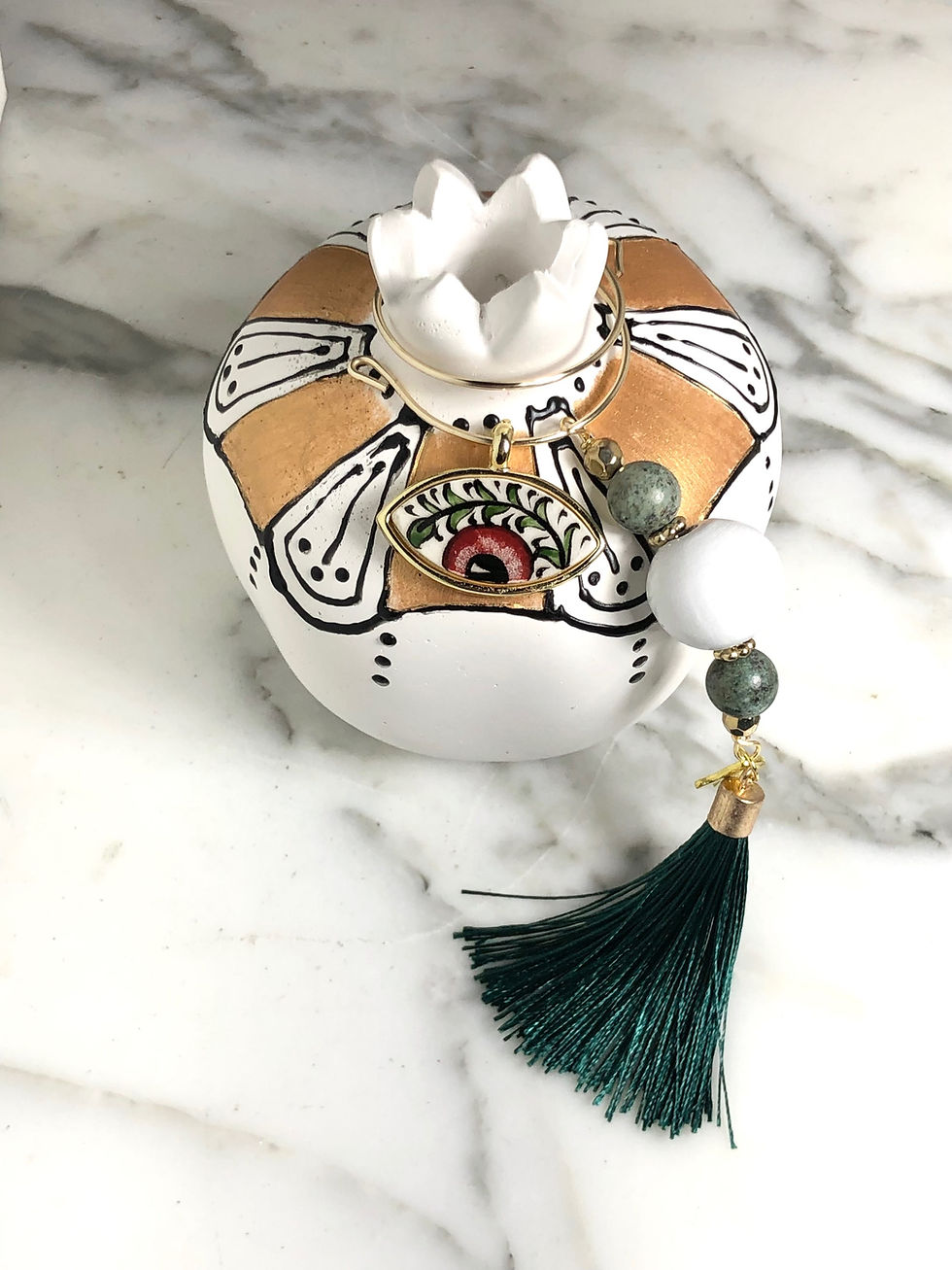 Thumbnail: Handpainted Design Pomegranate ‘RODI’ Home Decor - Medium, Evil Eye Pendant