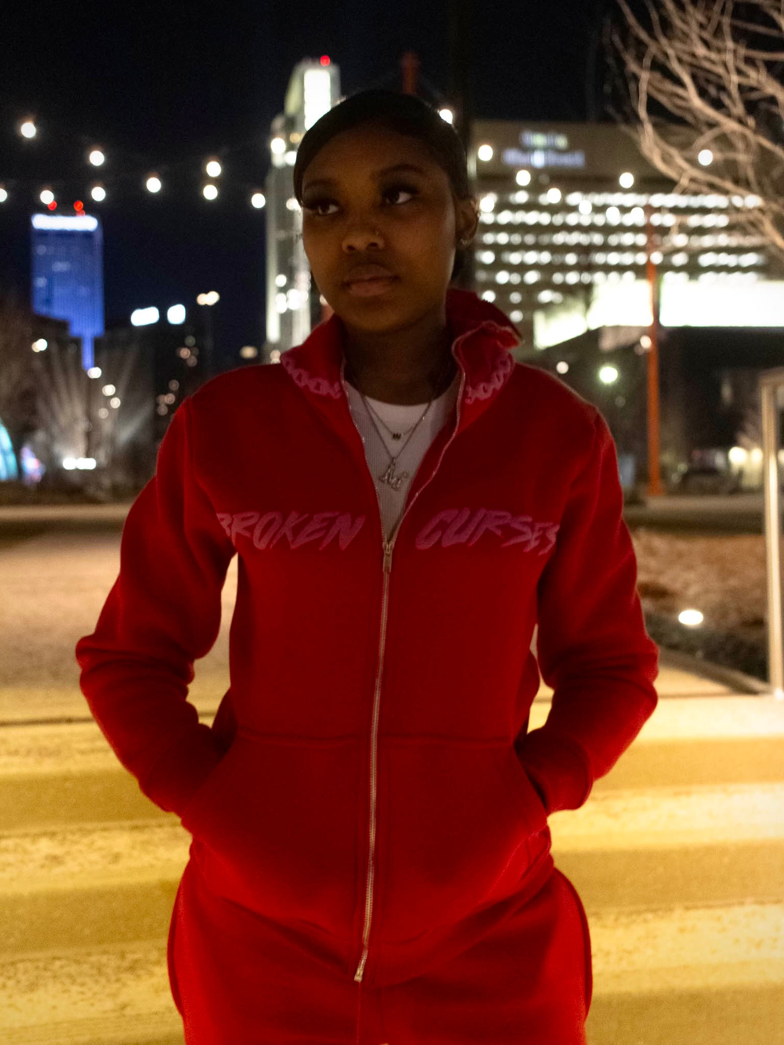 BC Red/Pink "I Hate Fake Love!" Zip-Up Set