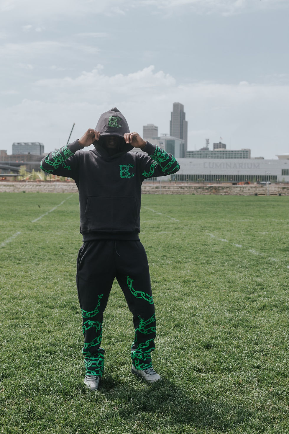 BC Grey/Neon Green Cursed Chain Jumpsuit