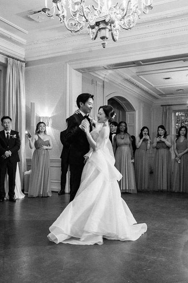 A first dance of a couple, at a historic venue in Toronto shot in a film photography inspired way