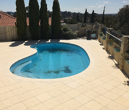 limestone paving around pool