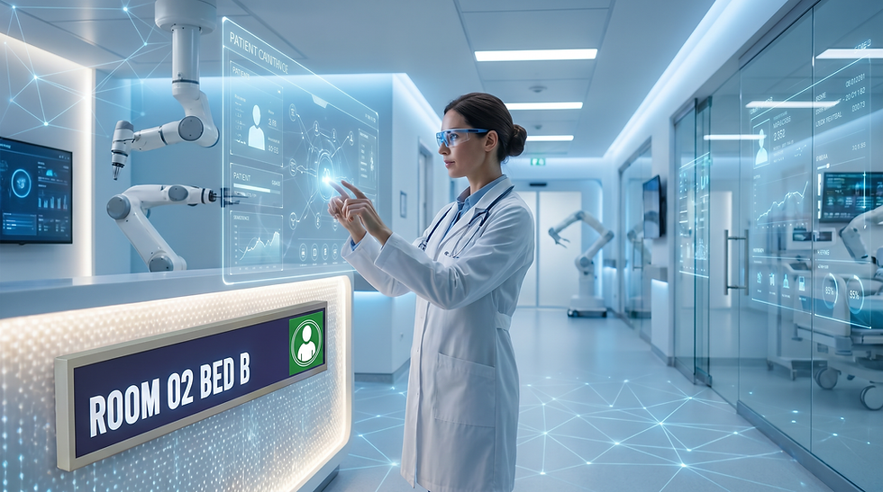 Visual alarm indicator for hybrid healthcare communication system