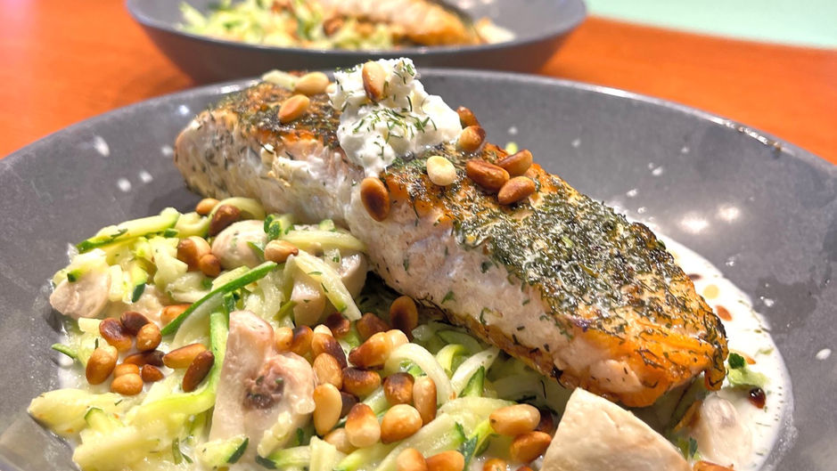 Zalm op mascarpone spaghetti