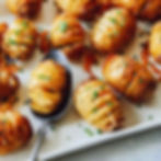 Mini Hasselback Potatoes with chives dip