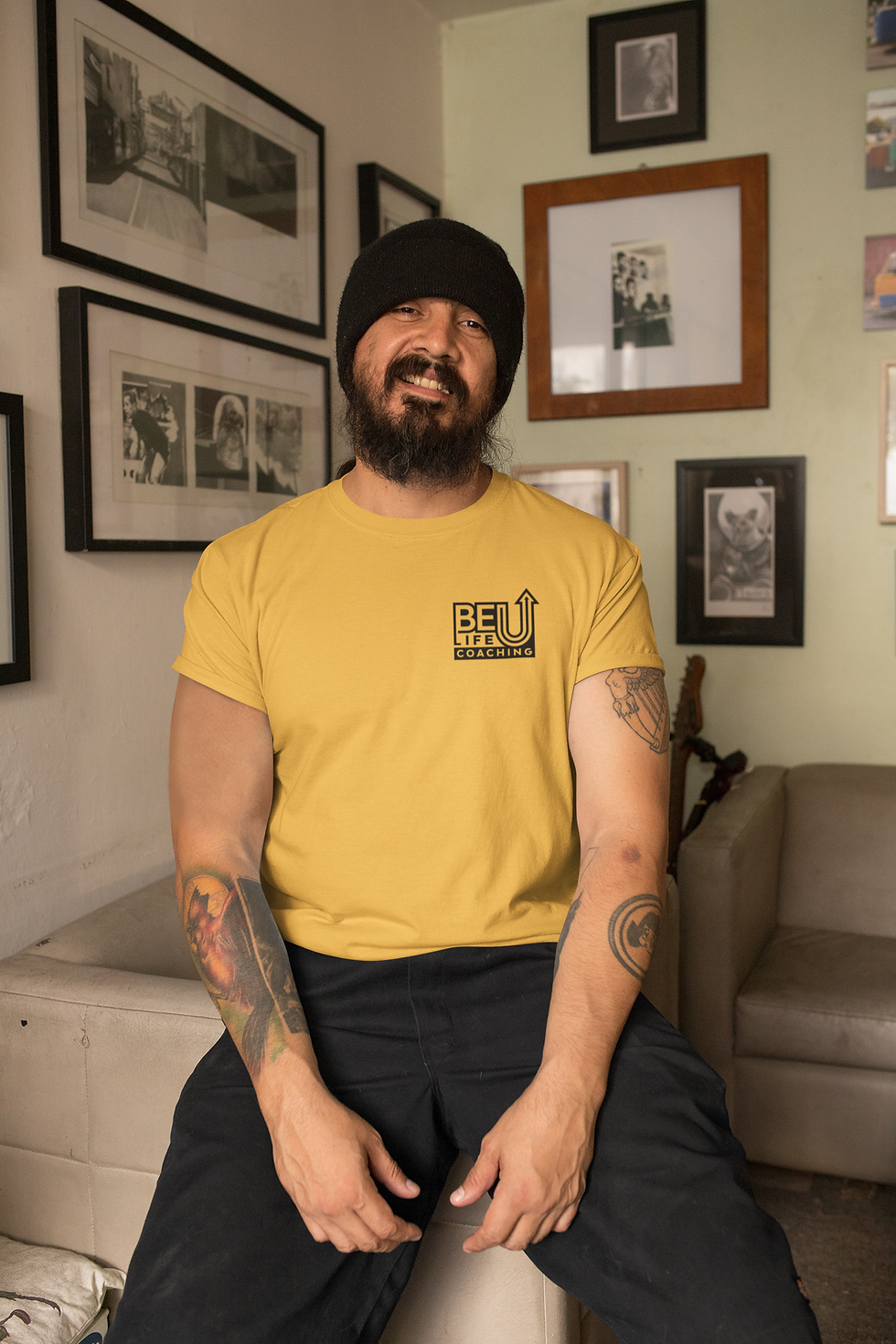 Thumbnail: BeU Embroidered Short-Sleeve Tee (Gold)