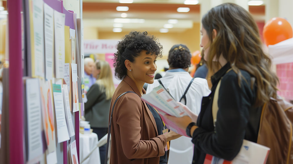 high school students at a college fair, blog post about tips to have a successful college fair experience and show demonstrated interest