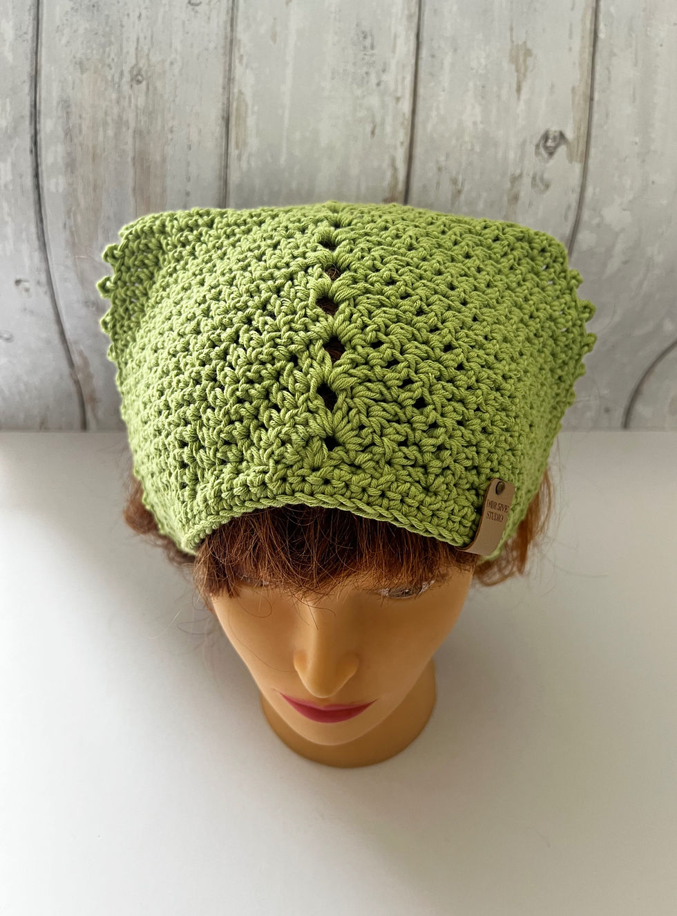 Handmade Crochet Bandana Headscarf  - Top View