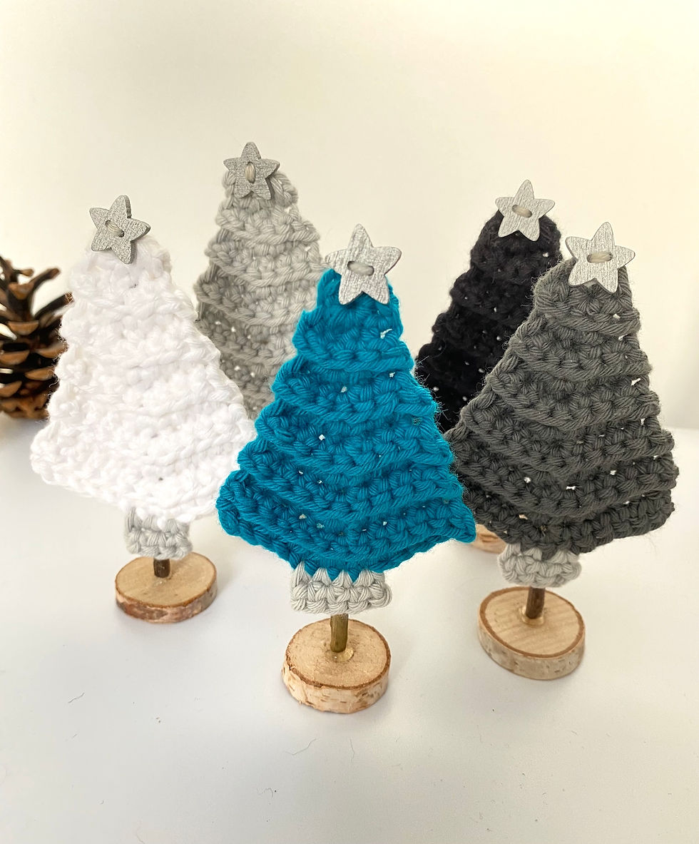 Thumbnail: Miniature Crochet ChristmasTrees on Stand