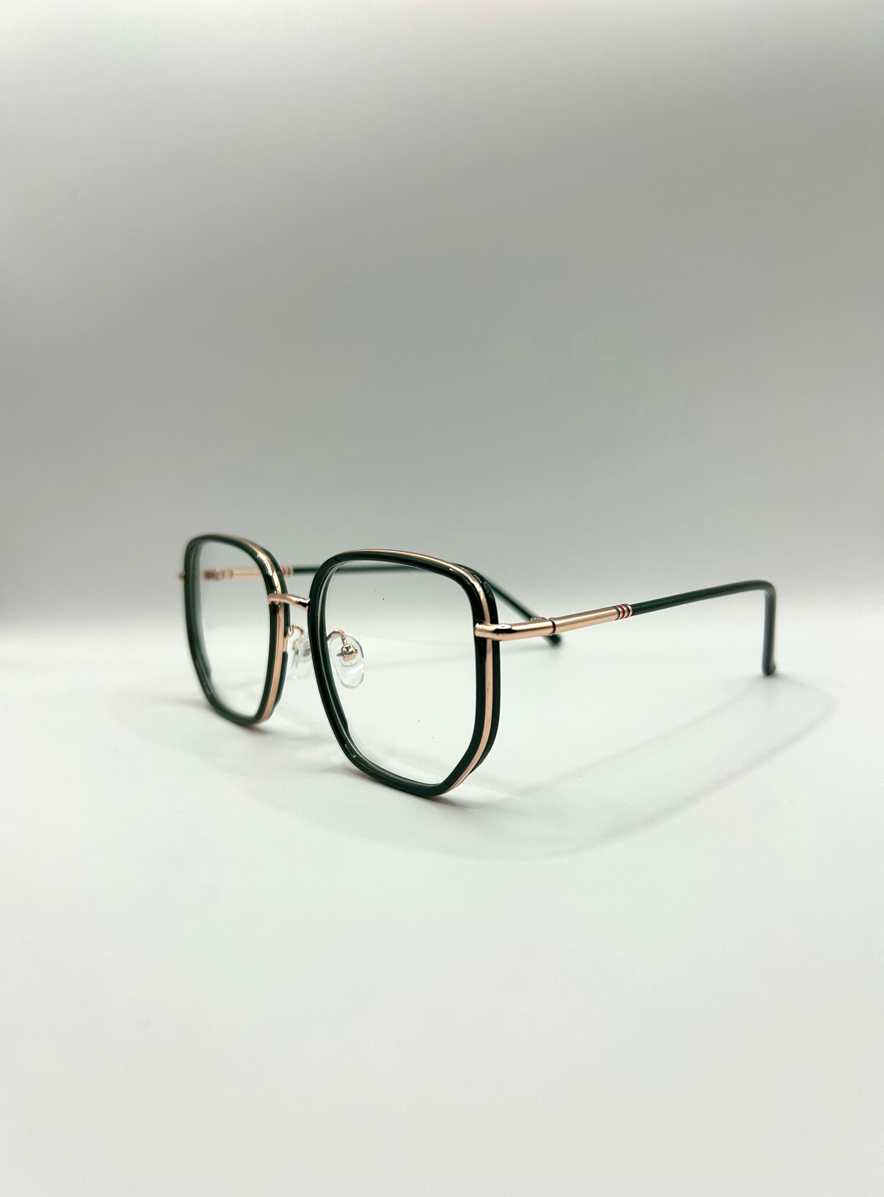 Diepgroene bril met luxe gouden randen
