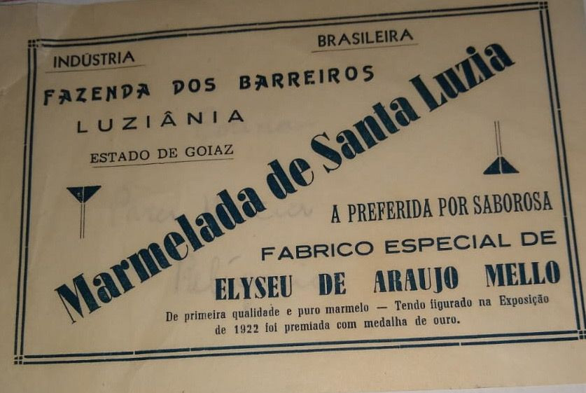 Marmelada de Santa Luzia - Rótulo de 1922