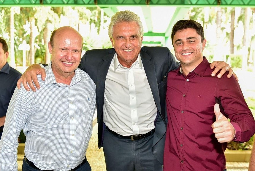 Deputado federal Célio Silveira, Governador Ronaldo Caiado e Prefeito de Luziânia Diego Sorgatto
