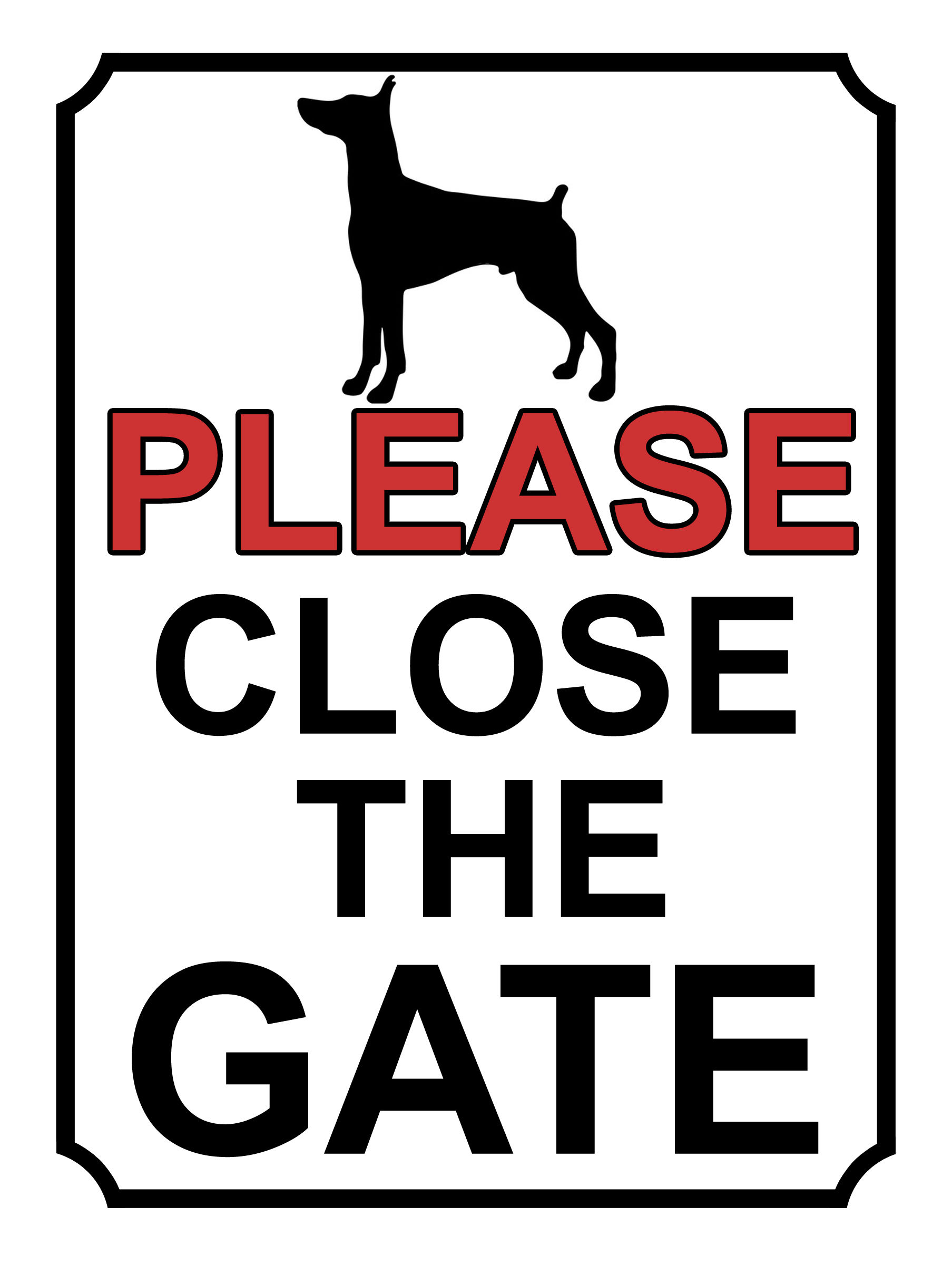 Please Close The Gate Dog Sihouette Theme Yard Sign Garden