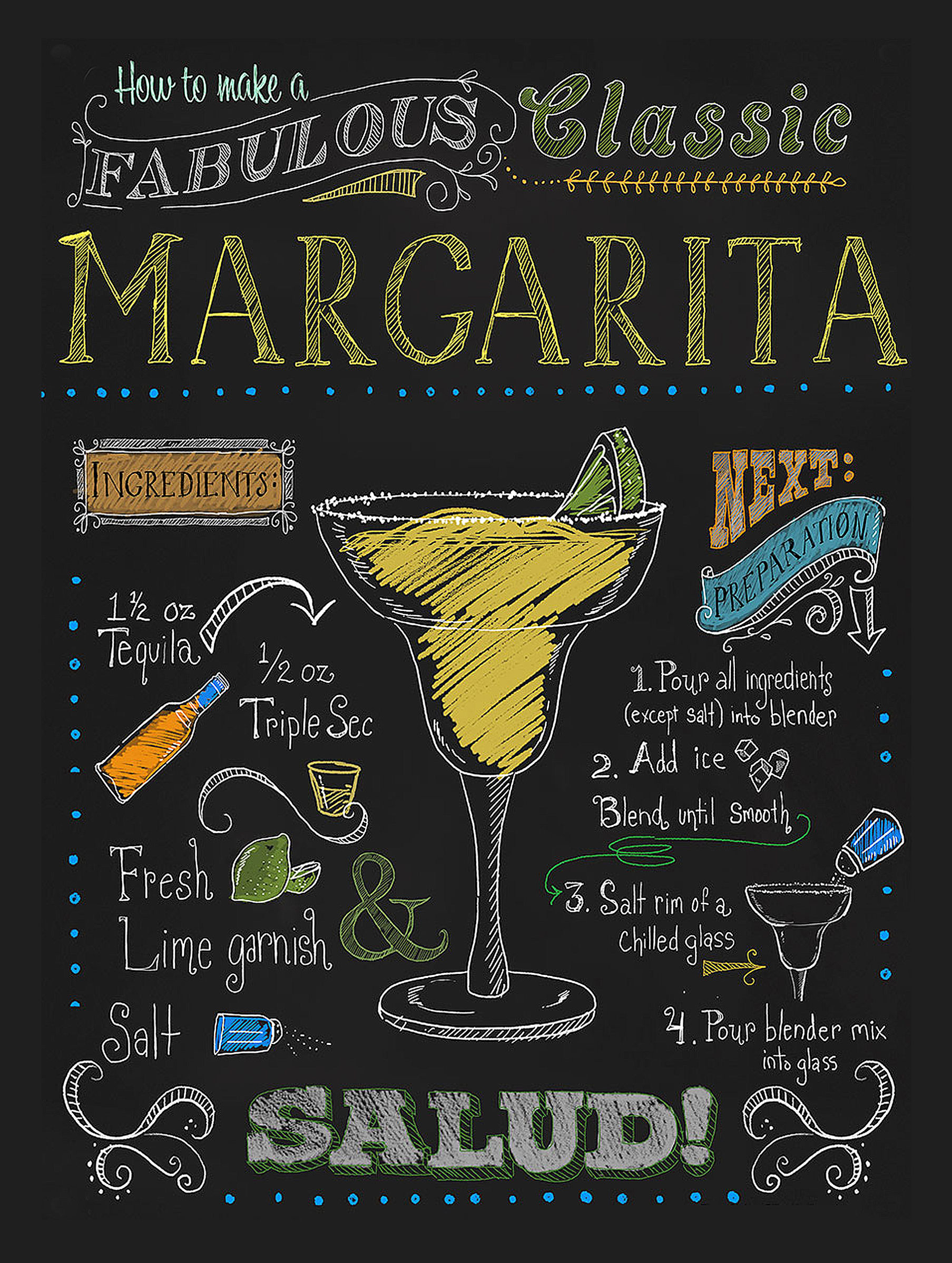 Margarita, Retro Metal Sign / Fridge Magnet Bar Pub Cocktail