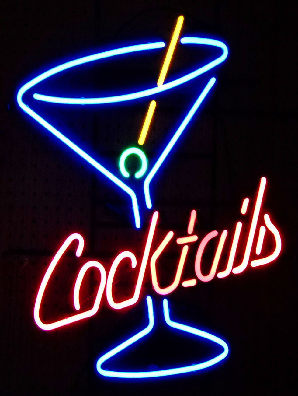Cocktails Neon Print , Retro Metal Sign / Fridge Magnet Pub Bar Man cave
