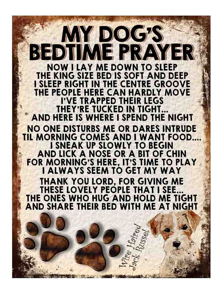 Wire Haired Jack Russel My Dogs Bedtime Prayer Retro Metal Sign / Fridge Magnet