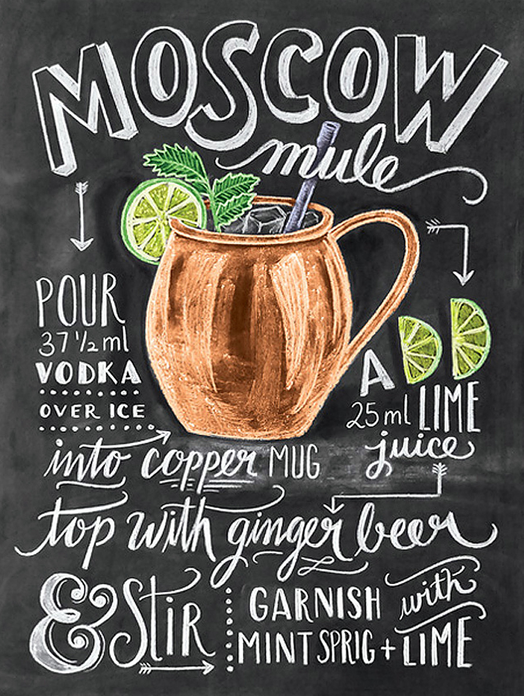 Moscow Mule, Retro Metal Sign / Fridge Magnet Pub Bar Man Cave