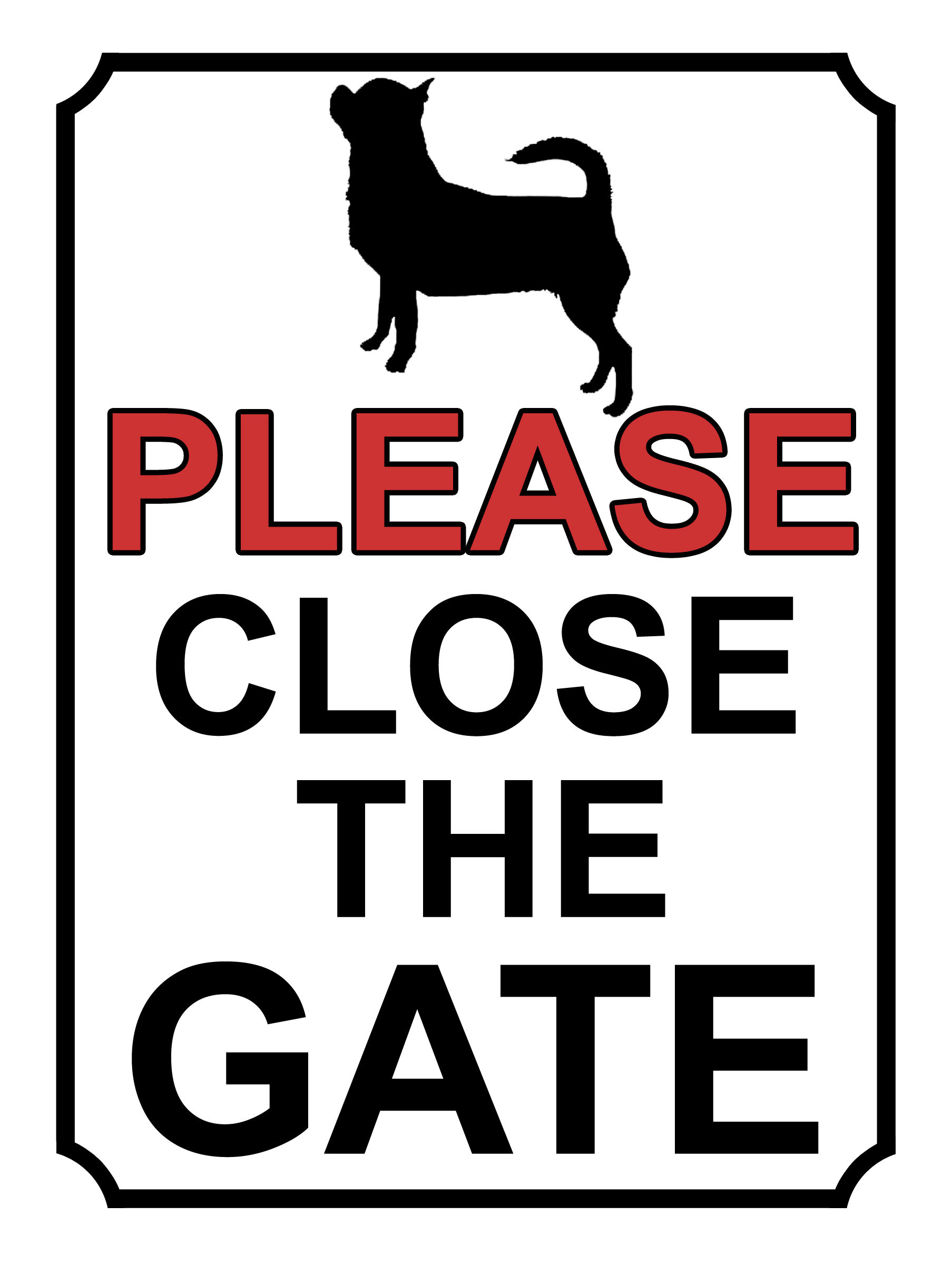 Please Close The Gate Dog Silhouette Theme Yard Sign Garden