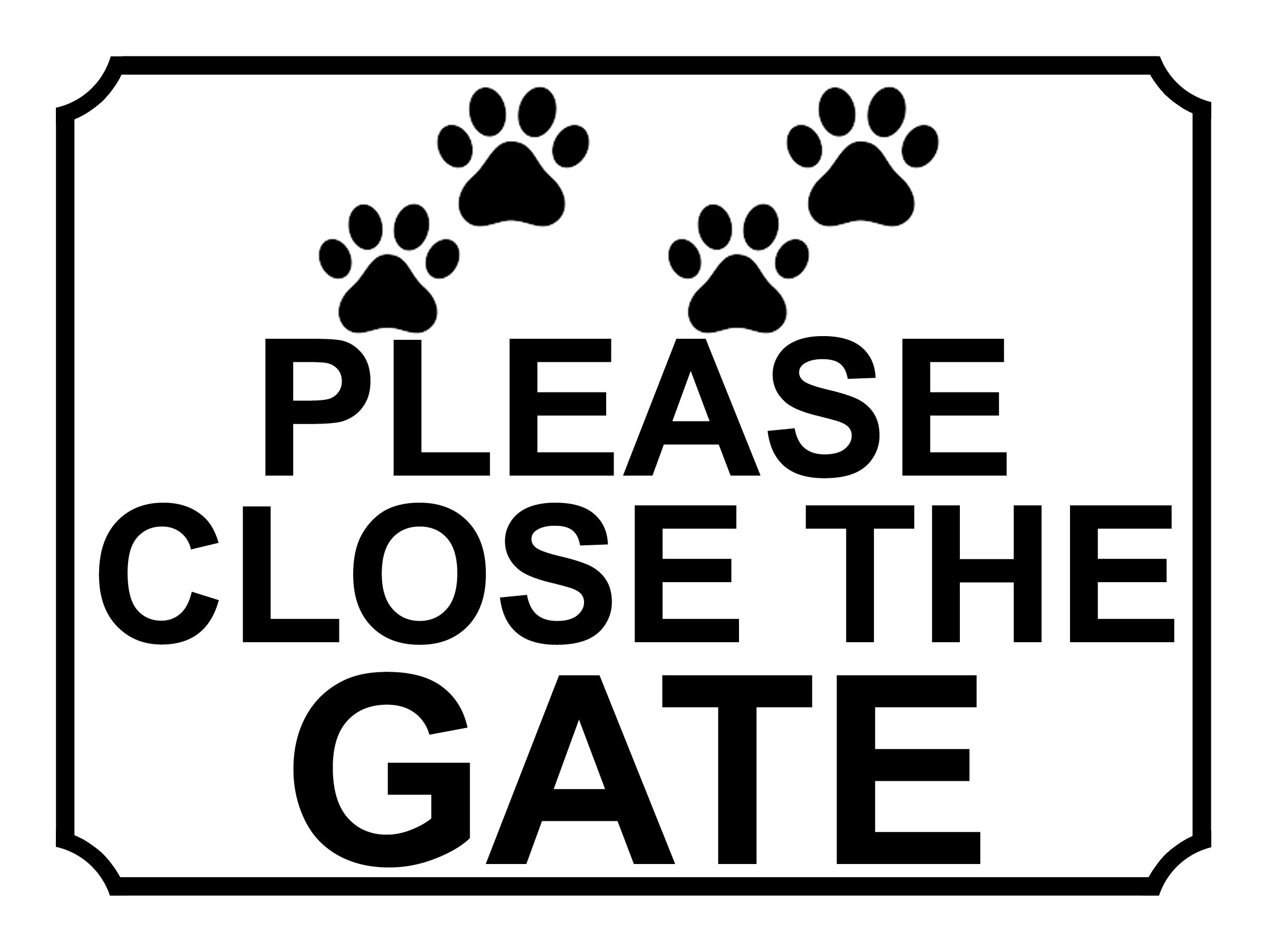 Please Close The Gate Dog Paw Print Theme Yard Sign Garden