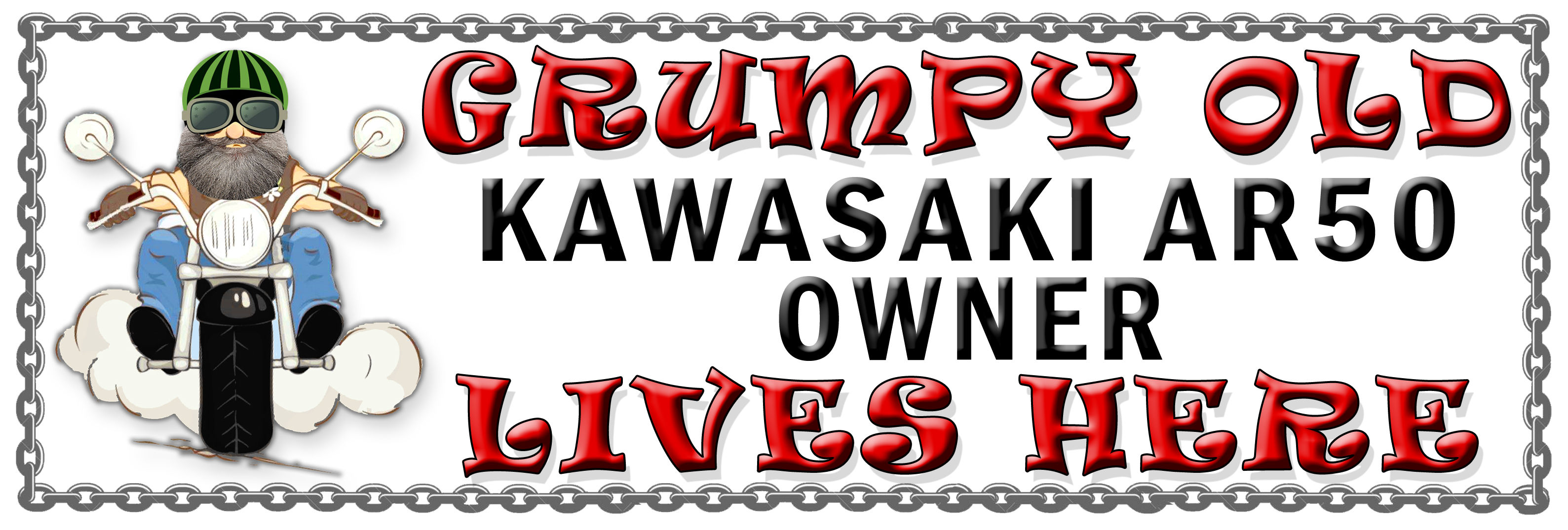 Grumpy Old Kawasaki AR50 Owner, Humorous metal Plaque 267mm x 88mm