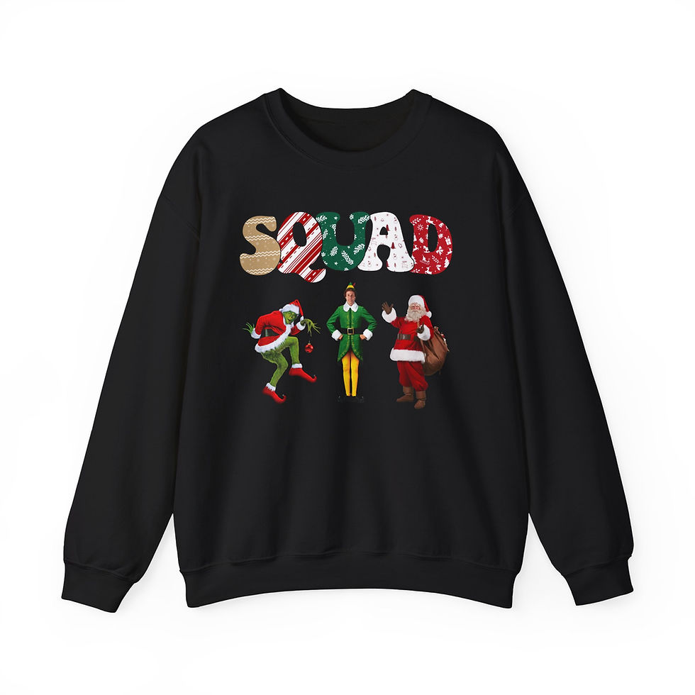 Thumbnail: Christmas Squad Sweatshirt — Holiday Elf, Santa & Buddy Graphic Crewneck