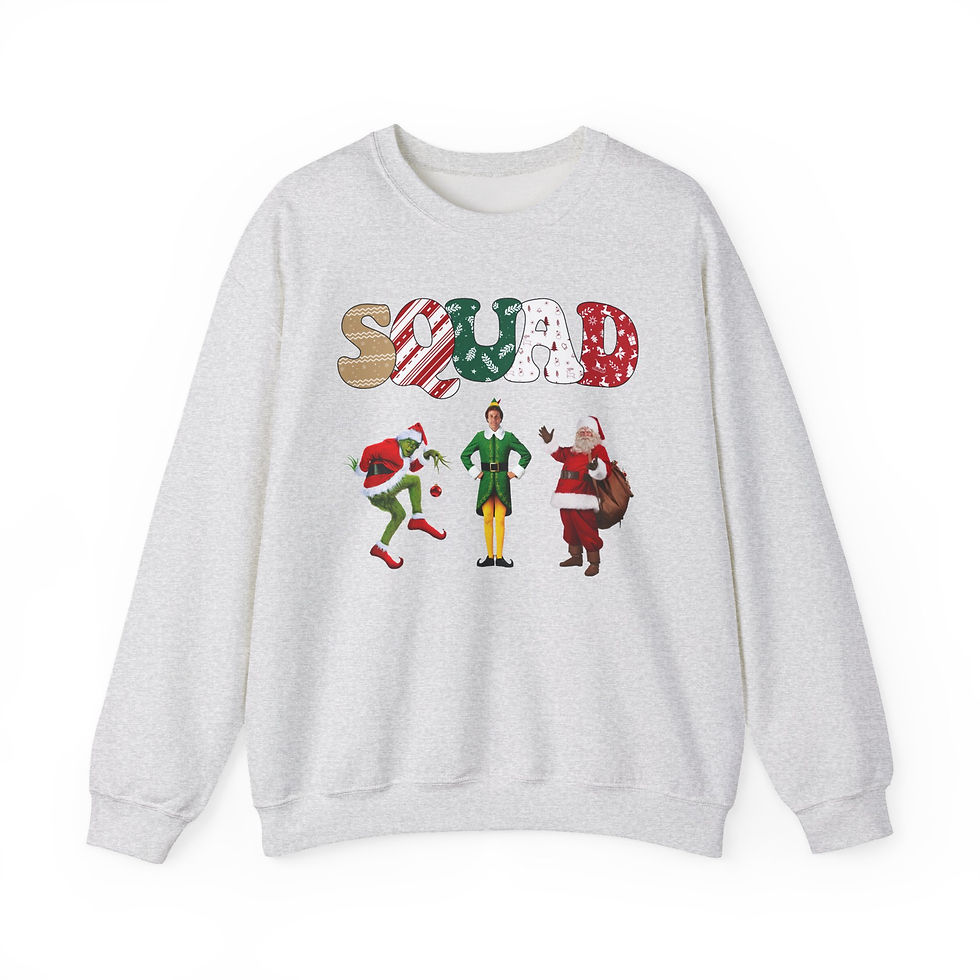 Christmas Squad Sweatshirt — Holiday Elf, Santa & Buddy Graphic Crewneck