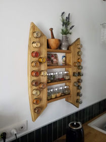 Efficient and attractive way of storing and displaying spices and herbs.