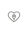 Heart with location pin icon