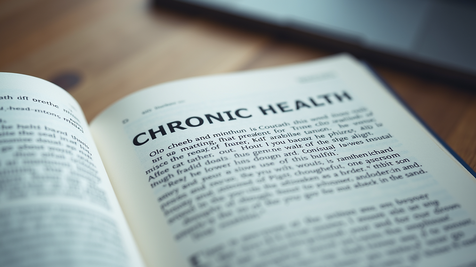 Close-up view of a medical book open to a page about chronic health conditions