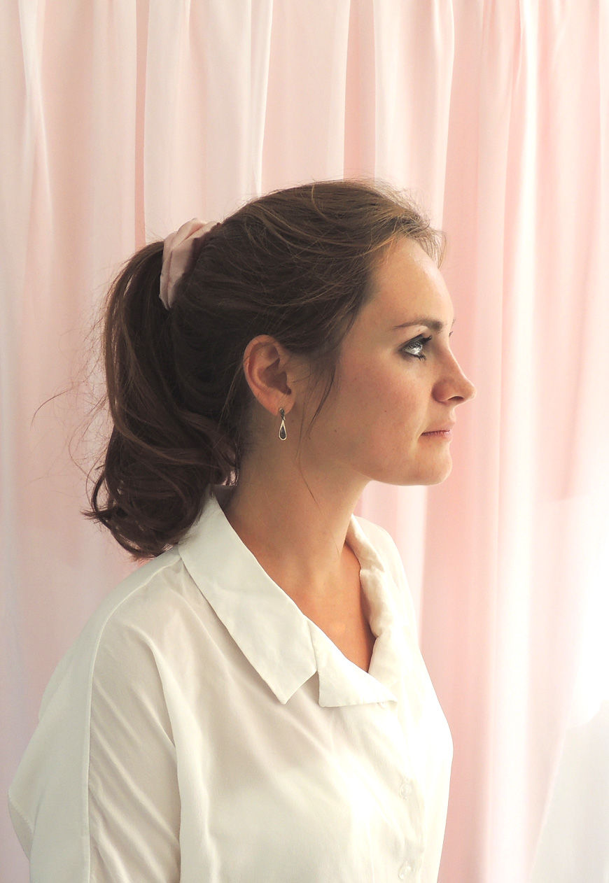 Thumbnail: Oyster Pink Silk Astrid Scrunchie