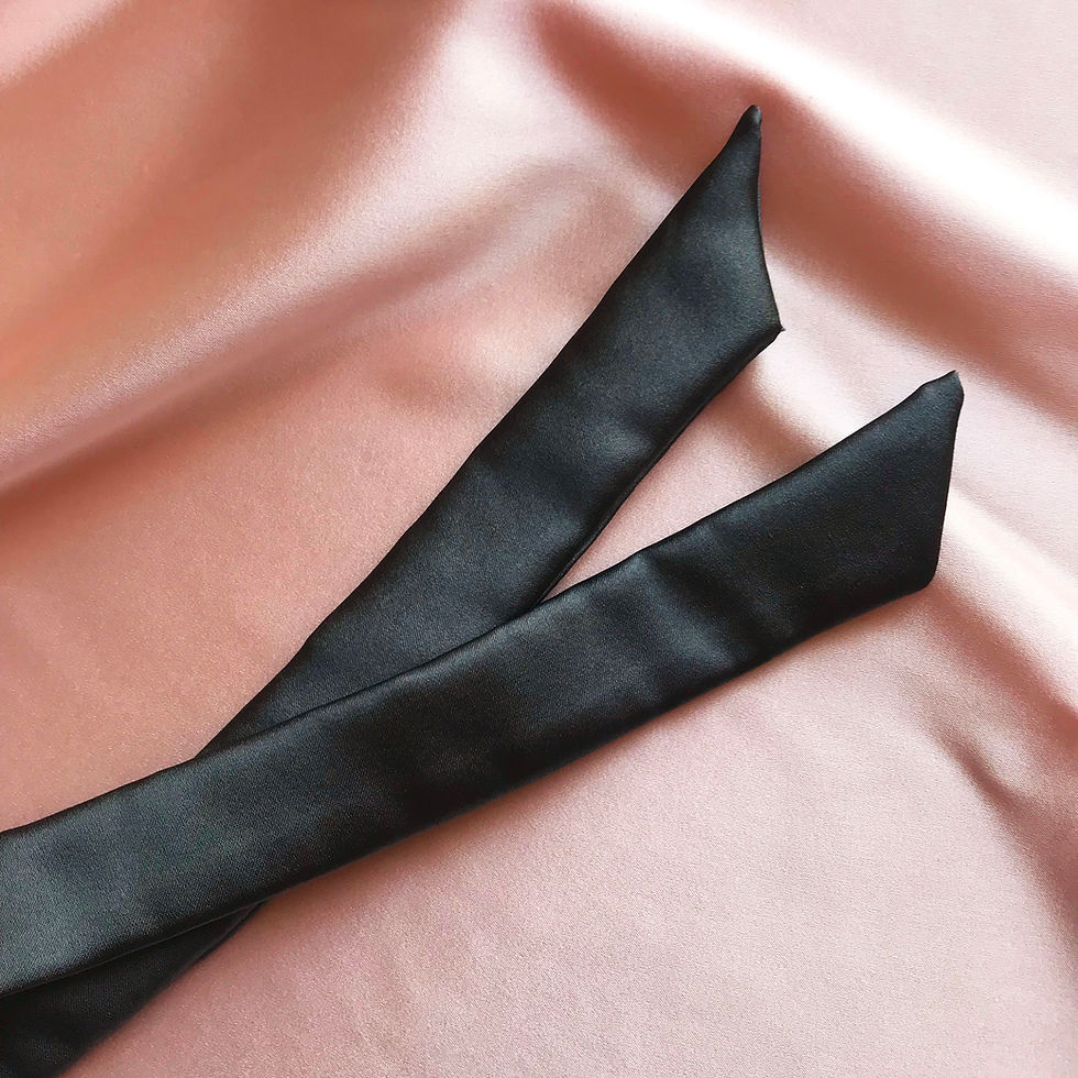 Thumbnail: Dark Grey Silk Tess Hair Ribbon