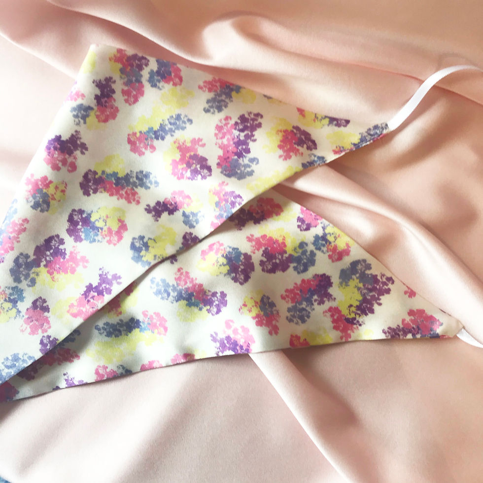 Thumbnail: Floral Print Silk Audrey Headscarf
