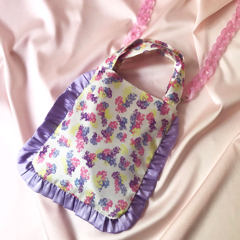 Thumbnail: Floral Print Silk Marina Ruffle Bag