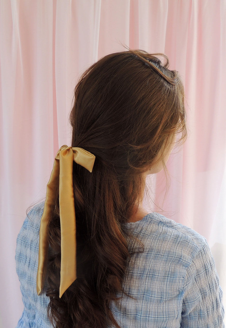 Thumbnail: Gold Silk Tess Hair Ribbon