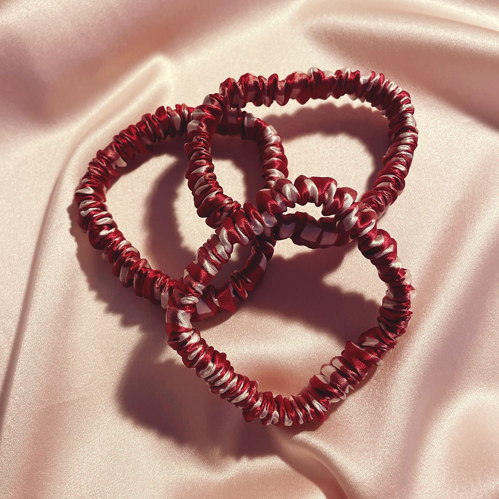 Thumbnail: Gingham Print Relevé Silk Hair Elastic