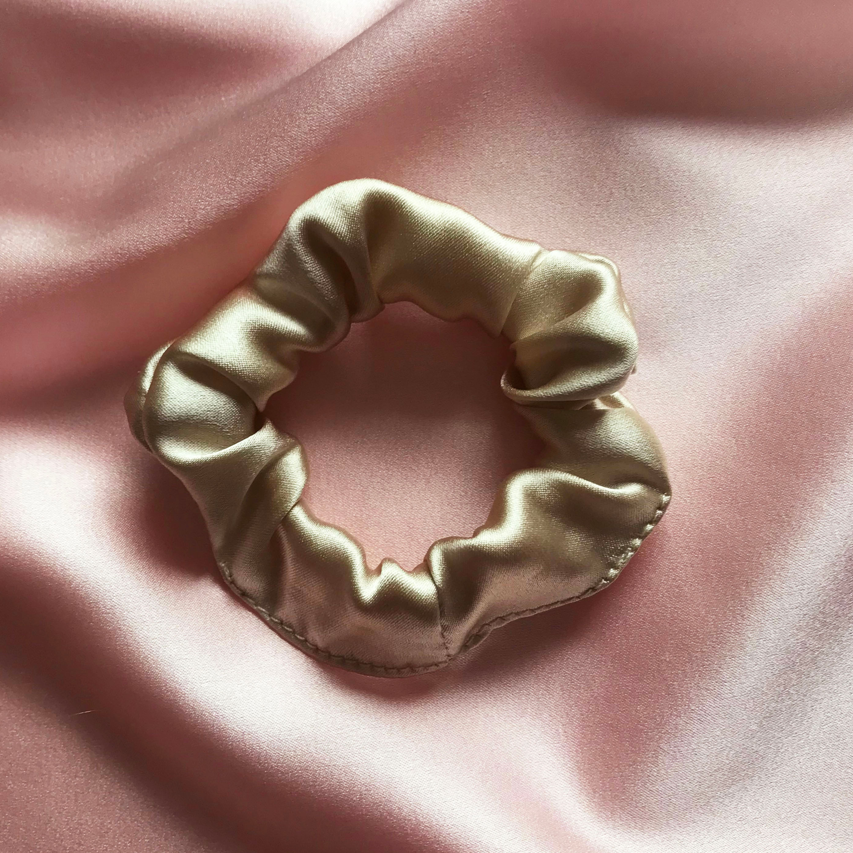 Champagne Silk Mini Astrid Scrunchie