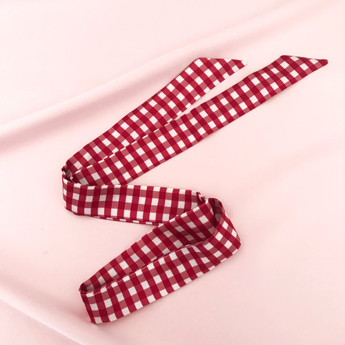 Hair Ribbon Red Many Designs Red Gingham Print Silk Tess Hair Ribbon | home