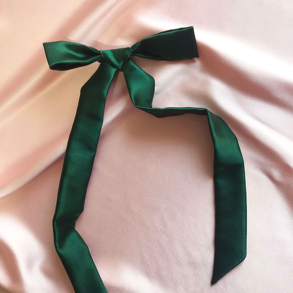 Thumbnail: Emerald Silk Tess Hair Ribbon
