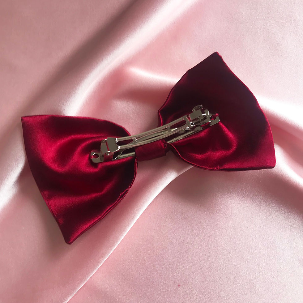 Thumbnail: Burgundy Silk Euphrasie Hair Bow