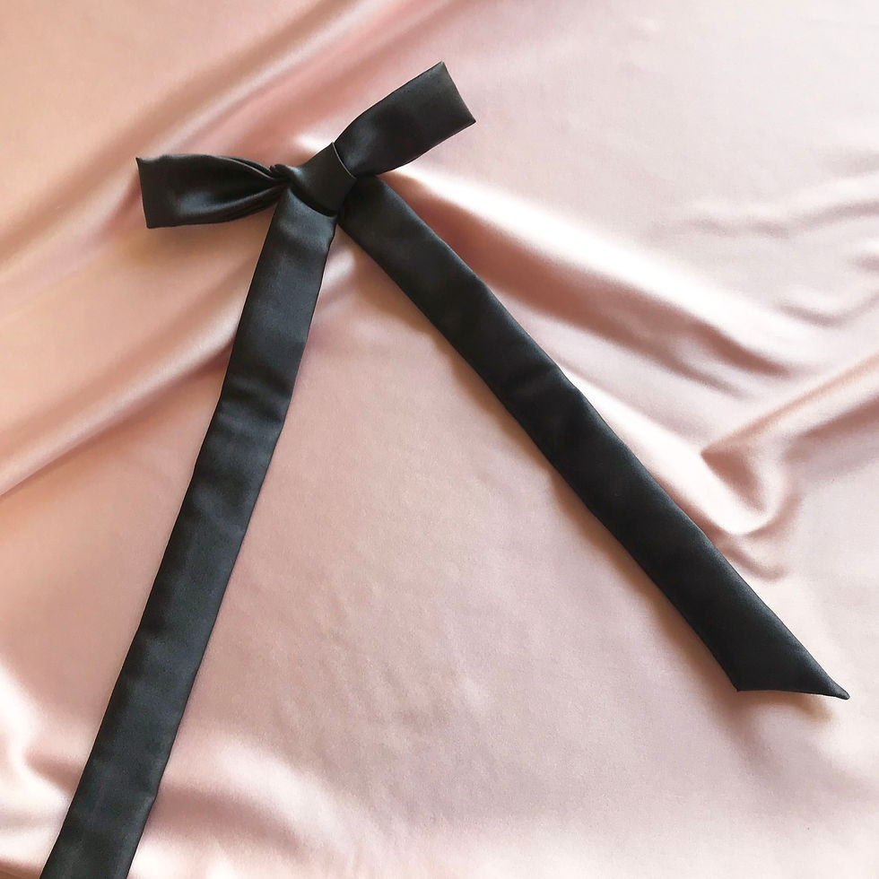 Thumbnail: Dark Grey Silk Tess Hair Ribbon