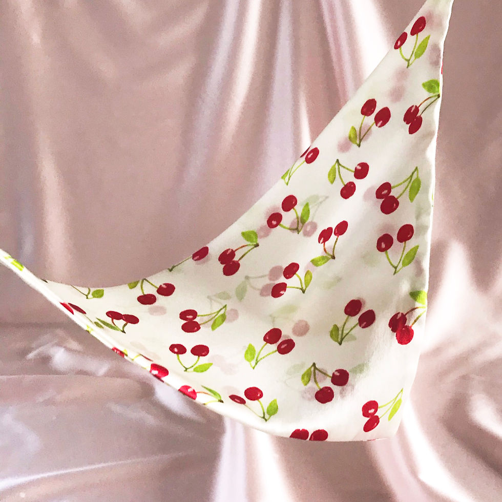 Thumbnail: Cherry Print Silk Audrey Headscarf