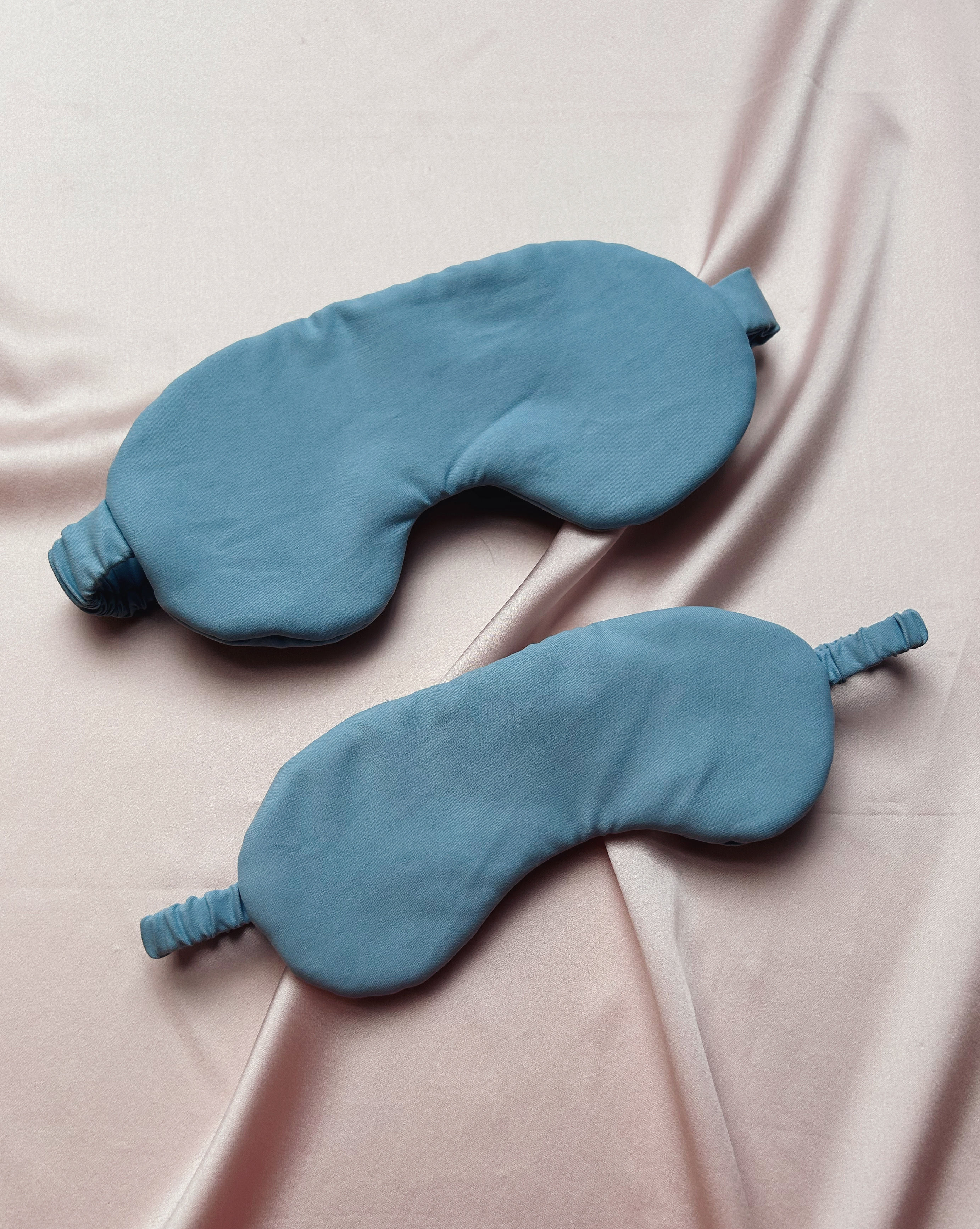 Blue Sandwashed Spun Silk Eye Masks