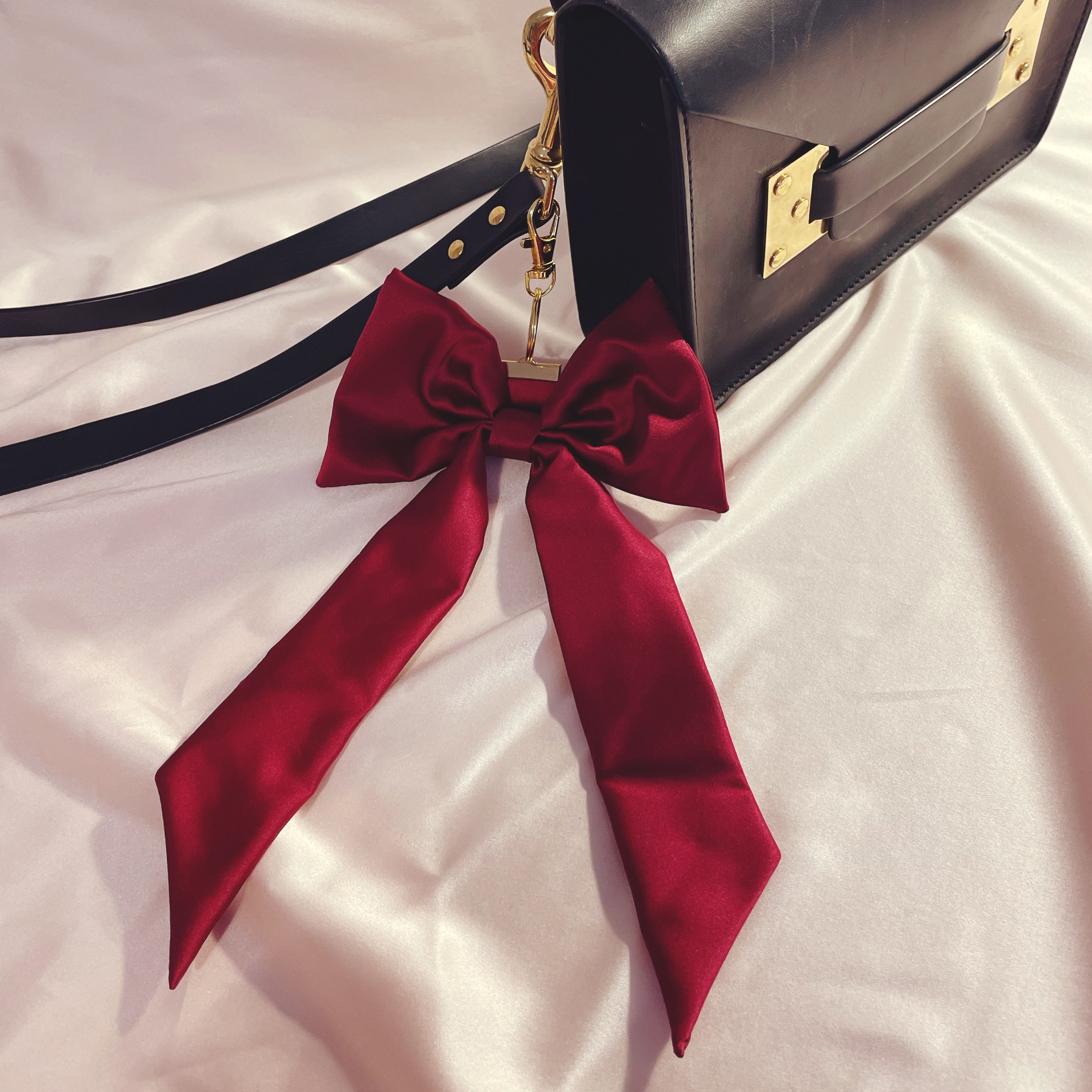 Burgundy Convertible Miette Silk Bow Bag Charm