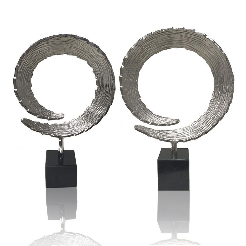 Thumbnail: 3.75" x 12" x 16.5" Silver and Black Marble Large Tail Sculpture