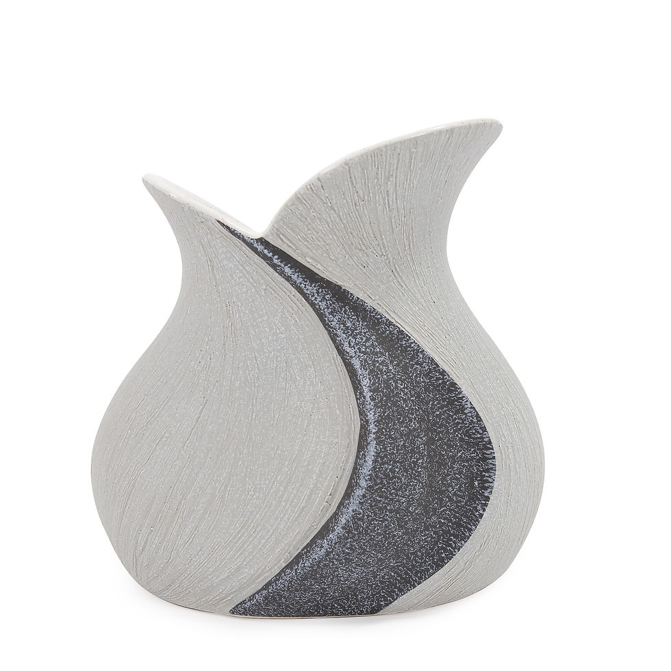 Thumbnail: Modern Organic Two Tone Gray Speckle Low Ceramic Vase