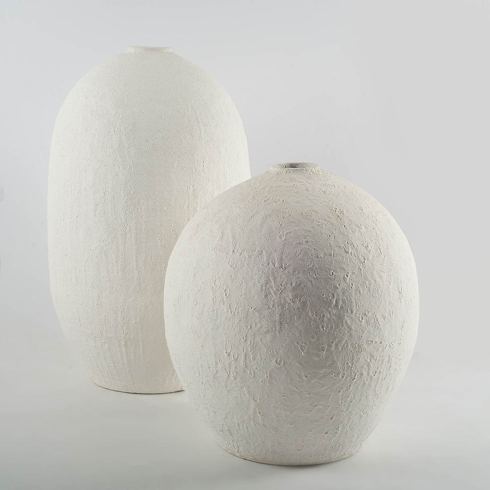 Thumbnail: Wide White Textrured Ceramic Vase
